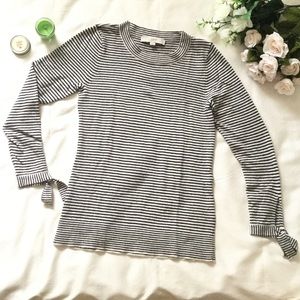 Striped Tied-Sleeved Sweater